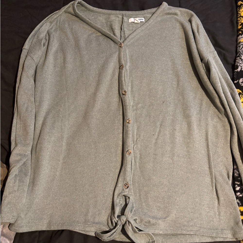 Sonoma Green Long Sleeve Tie-Front Top